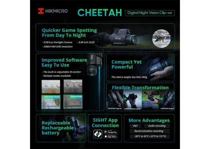 HikMicro Cheetah LRF 850 nm IR, Lunetă Night Vision cu Telemetru Laser