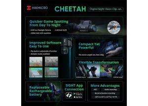 HikMicro Cheetah Clip-On 940 nm IR, Night Vision 3-în-1 cu Reticul